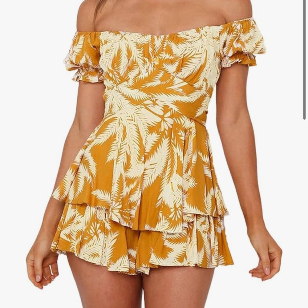 Yellow Off-Shoulder Boho Romper